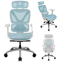 Cadeira ThunderX3 Chroma Azul e Branco Para Escritório Gamer Ergonômica Alto Conforto Apoio Para Braço Ajuste 3D e Cabeça 2D