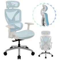 Cadeira ThunderX3 Chroma Azul e Branco Para Escritório Gamer Ergonômica Alto Conforto Apoio Para Braço Ajuste 3D e Cabeça 2D