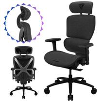 Cadeira ThunderX3 Cinza Para Escritório Modelo Gamer Ergonômica Alto Conforto Suporta Até 125Kg Apoio Ajustável de Cabeça e Braço