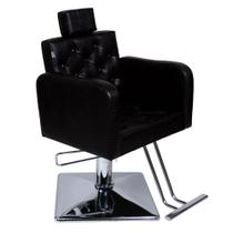 Cadeira Tokyo Hidráulica Fixa Base Quadrada Preto croco