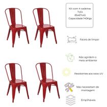 Cadeira Tolix Aço Vermelha Kit com 4