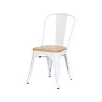 Cadeira Tolix Iron Assento MADEIRA Branca Aço Industrial Sala Cozinha Jantar Bar