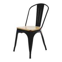 Cadeira Tolix Iron Industrial Preta Com Assento De Madeira - Cadeiras INC