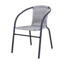 Cadeira Tóquio Rattan em Aço Para Area Externa na cor Cinza - WaW Design
