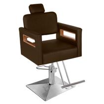 Cadeira Toscana Prime Fixa - Pé Quadrado Cromado - Cor Café