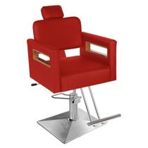 Cadeira Toscana Prime Reclinável Pé Quadrado Cromado Vermelh