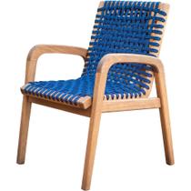 Cadeira Trama com Braço Corda Azul com Estrutura Stain Jatobá - 66743