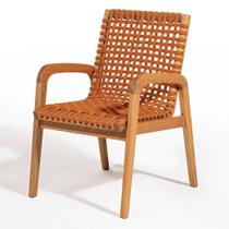 Cadeira Trama Com Braço Corda Ocre Stain Jatobá - 78568 Cadeira Trama Com Braço Corda Ocre Stain Jatobá - 78568