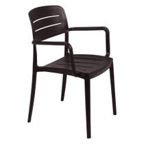 Cadeira Tramontina Amélia Com Braços Marrom Empilhável Em Polipropileno Com Proteção Antimicrobiana