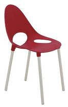 Cadeira tramontina elisa em polipropileno vermelho com pernas de alumínio anodizado