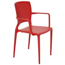 Cadeira Tramontina Safira em Polipropileno e Fibra de Vidro Vermelho com Braços