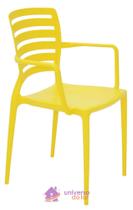 Cadeira Tramontina Sofia Amarela com Braços Encosto Vazado Horizontal em Polipropileno