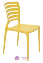 Cadeira Tramontina Sofia Amarela sem Braços Encosto Vazado Horizontal em Polipropileno e Fibra de Vi