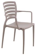 Cadeira tramontina sofia em polipropileno e fibra de vidro camurça com encosto horizontal e braços