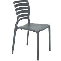 Cadeira Tramontina Sofia Grafite sem Braços com Encosto Vazado Horizontal 92237007 Cadeira Tramontina Sofia Grafite sem Braços com Encosto Vazado Horizontal 92237007