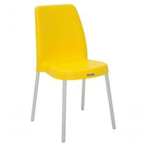 Cadeira Tramontina Vanda Amarelo Com Pernas Em Alumínio