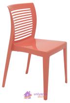 Cadeira Tramontina Victória Rosa Coral sem Braços com Encosto Vazado Horizontal em Polipropileno.