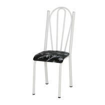 Cadeira Tubular Branca 021 Assento Preto Florido Cadeira Tubular Branca 021 Assento Preto Florido