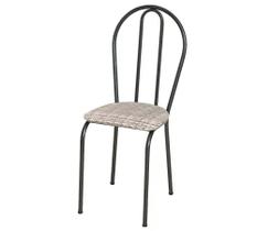 Cadeira Tubular Cromo Preto 004 Assento Rattan