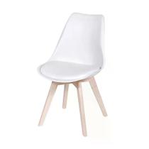 Cadeira Tulipa Eames Leda Saarinen Wood Estofada Branca