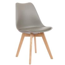 Cadeira Tulipa Eames Leda Saarinen Wood Estofada Cinza