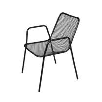 Cadeira Una com Braço em Ferro Pintura Epoxi Preta - OR DESIGN