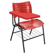 Cadeira Universitária com Prancheta Plástica cor Vermelha