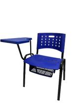 Cadeira Universitária com prancheta - porta livro e assento em polipropileno Azul - REALPLAST