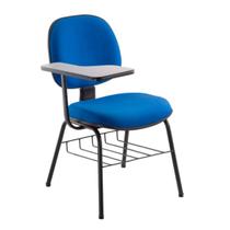 Cadeira Universitária Executiva com Prancheta e Porta Livros Assento e Encosto em Estofado Azul Roal Cadeira Universitária Executiva com Prancheta e Porta Livros Assento e Encosto em Estofado Azul Roal