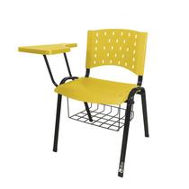 Cadeira Universitária Plástica Amarela Com Porta Livros 10 Unidades Prancheta Plástica - ULTRA Móveis