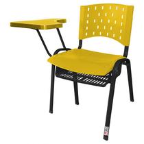Cadeira Universitária Plástica Amarela com Porta Livros Plástico 10 Unidades Prancheta Plástica - ULTRA Móveis