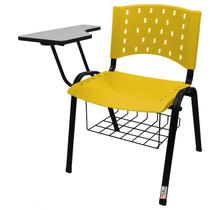 Cadeira Universitária Plástica Amarelo Com Porta Livros - ULTRA Móveis