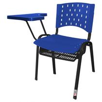Cadeira Universitária Plástica Azul com Porta Livros Plástico 5 Unidades Prancheta Plástica - ULTRA Móveis