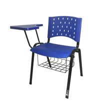 Cadeira Universitária Plástica Azul Com Porta Livros Prancheta Plástica - ULTRA Móveis