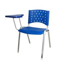 Cadeira Universitária Plástica Azul Prancheta Plástica Base Prata - ULTRA Móveis