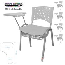 Cadeira Universitária Plástica Branca Com Porta Livros Base Prata 5 Unidades Prancheta Plástica Cadeira Universitária Plástica Branca Com Porta Livros Base Prata 5 Unidades Prancheta Plástica
