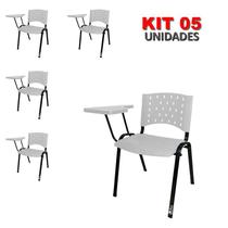 Cadeira Universitária Plástica Branco 5 Unidades Prancheta Plástica - ULTRA Móveis