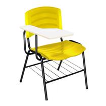 Cadeira Universitária Plástica com Prancheta MDF - COR AMARELO - POLLO MÓVEIS - 34019 Cadeira Universitária Plástica com Prancheta MDF - COR AMARELO - POLLO MÓVEIS - 34019