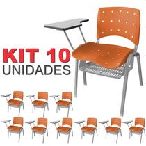 Cadeira Universitária Plástica Laranja Anatômica Com Porta Livros Base Prata 10 Unidades - ULTRA Móveis Cadeira Universitária Plástica Laranja Anatômica Com Porta Livros Base Prata 10 Unidades - ULTRA Móveis