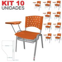 Cadeira Universitária Plástica Laranja Com Porta Livros Base Prata 10 Unidades Prancheta Plástica Cadeira Universitária Plástica Laranja Com Porta Livros Base Prata 10 Unidades Prancheta Plástica