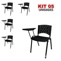 Cadeira Universitária Plástica Preta 5 Unidades Prancheta Plástica - ULTRA Móveis