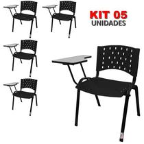 Cadeira Universitária Plástica Preta 5 Unidades - ULTRA Móveis Cadeira Universitária Plástica Preta 5 Unidades - ULTRA Móveis