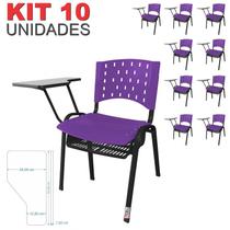 Cadeira Universitária Plástica Roxa Com Porta Livros 10 Unidades - ULTRA Móveis