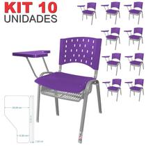 Cadeira Universitária Plástica Roxa Com Porta Livros Base Prata 10 Unidades Prancheta Plástica