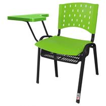 Cadeira Universitária Plástica Verde com Porta Livros Plástico 10 Unidades Prancheta Plástica - ULTRA Móveis
