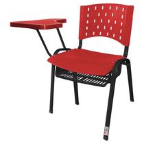 Cadeira Universitária Plástica Vermelha com Porta Livros Plástico Prancheta Plástica - ULTRA Móveis