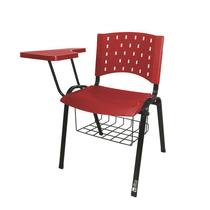 Cadeira Universitária Plástica Vermelha Com Porta Livros Prancheta Plástica - ULTRA Móveis