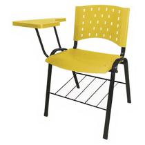 Cadeira Universitária PRANCHETA PLÁSTICA com Porta Livros - Cor Amarelo - REALPLAST - 32021