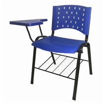 Cadeira Universitária PRANCHETA PLÁSTICA com Porta Livros - Cor Azul - REALPLAST - 32019