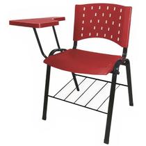 Cadeira Universitária PRANCHETA PLÁSTICA com Porta Livros - Cor Vermelho - REALPLAST - 32020